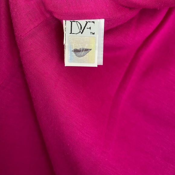 Diane Von Furstenberg Fuchsia Long Sleeve Lace Dress Size 14 - Picture 6 of 9